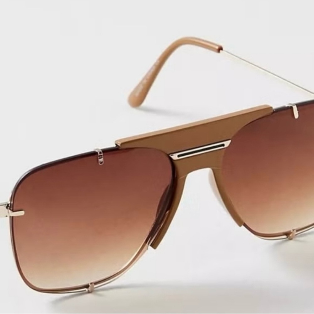 Free People Gold and Brown Aviator Sunglasses new - Picture 5 of 8
